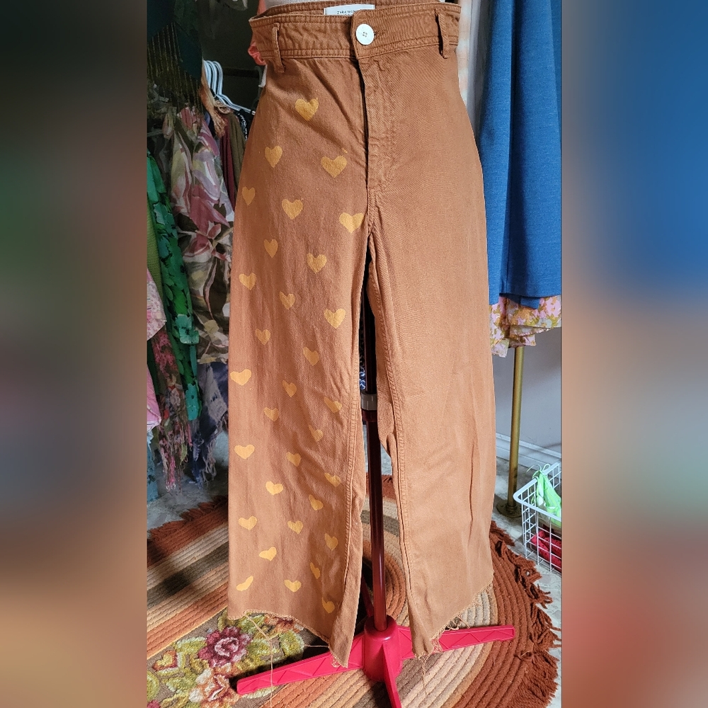 S4 Zara Woman Rust Brown Denim Pants